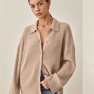 Reformation Fantino Cashmere Collared Cardigan EUC XS Anthropologie